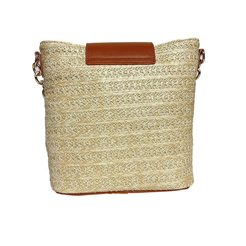 Straw Tote with Chain